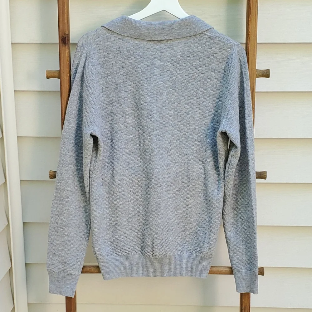 Sojrn Cashmere Gray 100%-Merino Wool Collared Sweater
